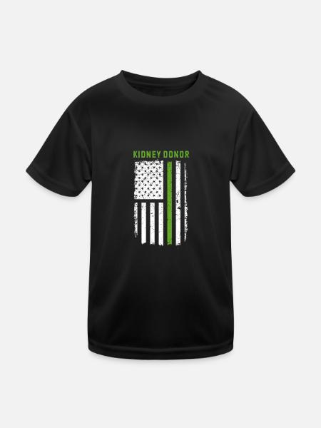 Nierentransplantation Organspender USA Flagge - Kinder Funktions-T-Shirt - Schwarz - Vorne