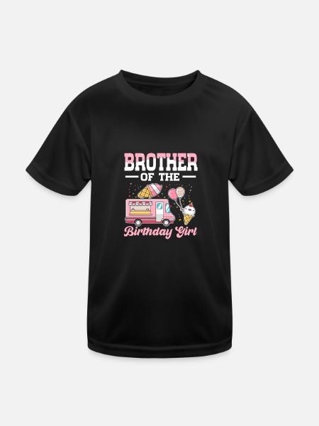 Frère Anniversaire Fille Crème Glacée Camion Crème Glacée Nourriture - T-shirt sport Enfant - noir - Devant
