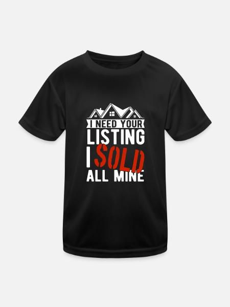 Agent immobilier Courtier Courtier Maison Vendeur - T-shirt sport Enfant - noir - Devant