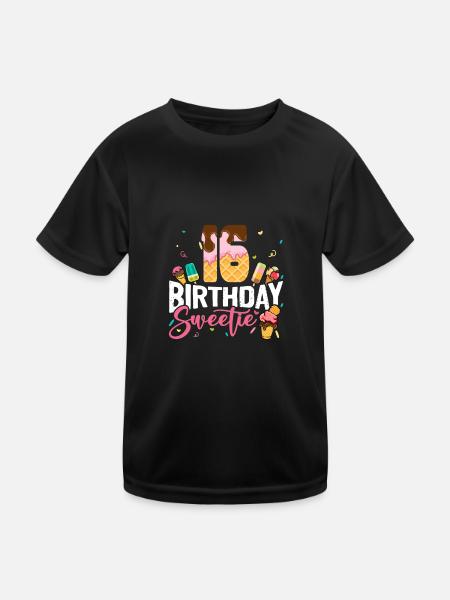 16. Geburtstag Happy Birthday Eiscreme Liebhaber - Kinder Funktions-T-Shirt - Schwarz - Vorne