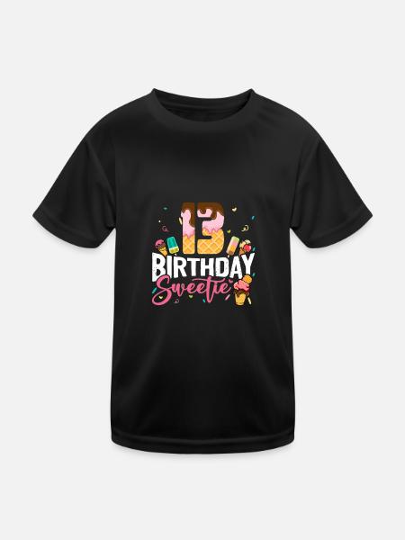 13. Geburtstag 13 Jahre Happy Birthday Eis Creme - Kinder Funktions-T-Shirt - Schwarz - Vorne