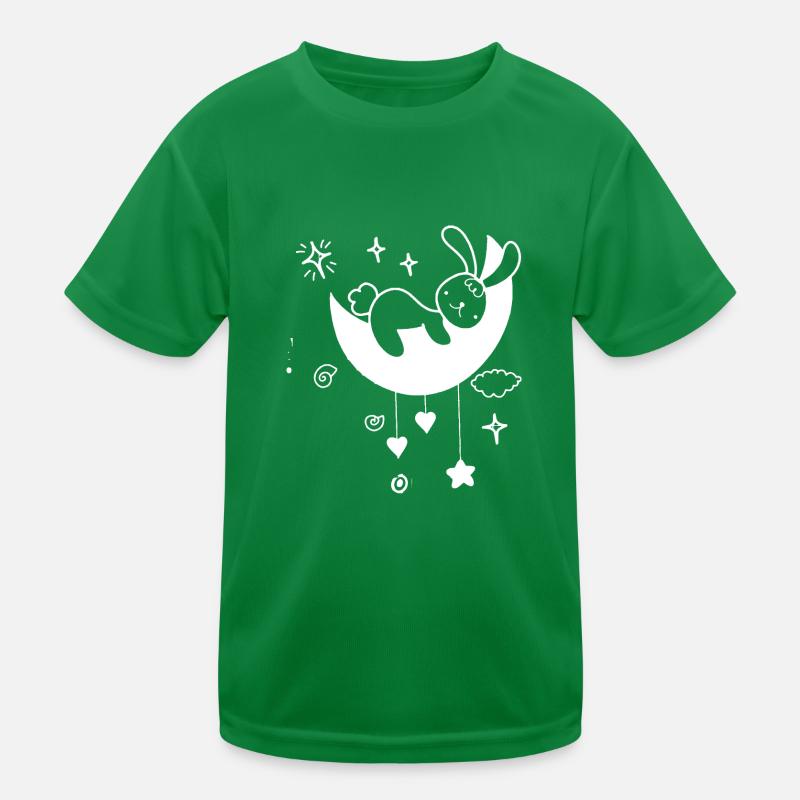 Cute bunny sleeping on moon Kids Functional T-Shirt