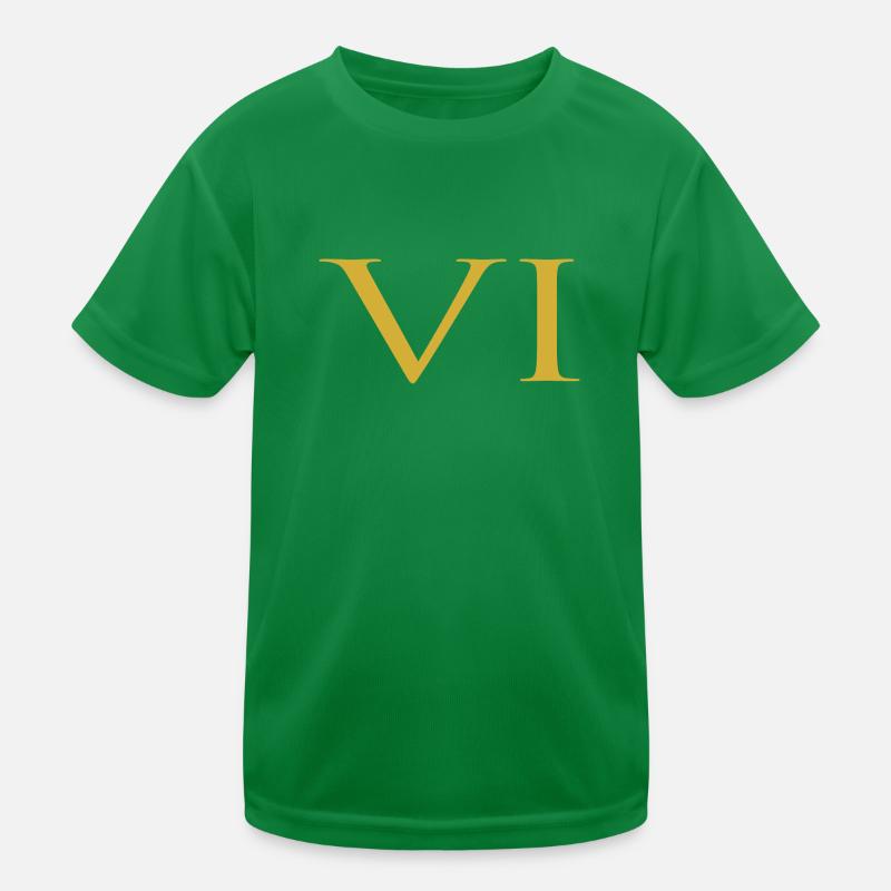 Numéro 6 Chiffre romain VI Or T-shirt sport Enfant