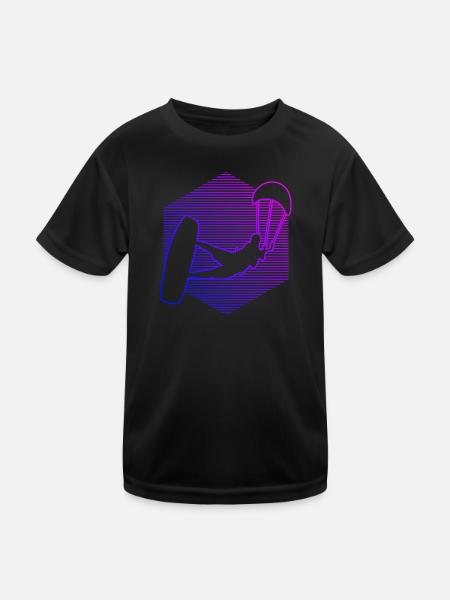 Kite Men Kiting Women Kitesurfer Kitesurf - Kids Functional T-Shirt - black - Front