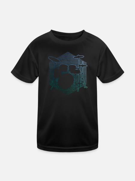 Drumming Drums Women Drummer - Kids Functional T-Shirt - black - Front