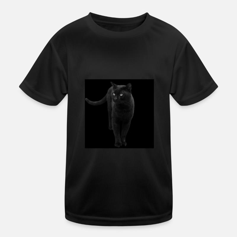 schwarze Katze Katze schwarz Katzen Geschenk Kinder Funktions-T-Shirt