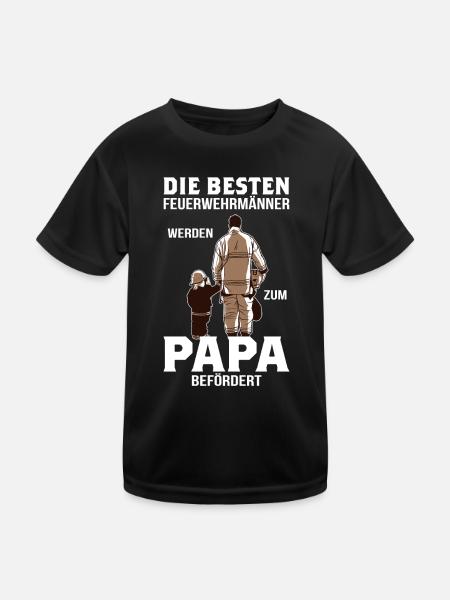 Feuerwehrmann Papa Vatertag Feuerwehr Geschenk - Kinder Funktions-T-Shirt - Schwarz