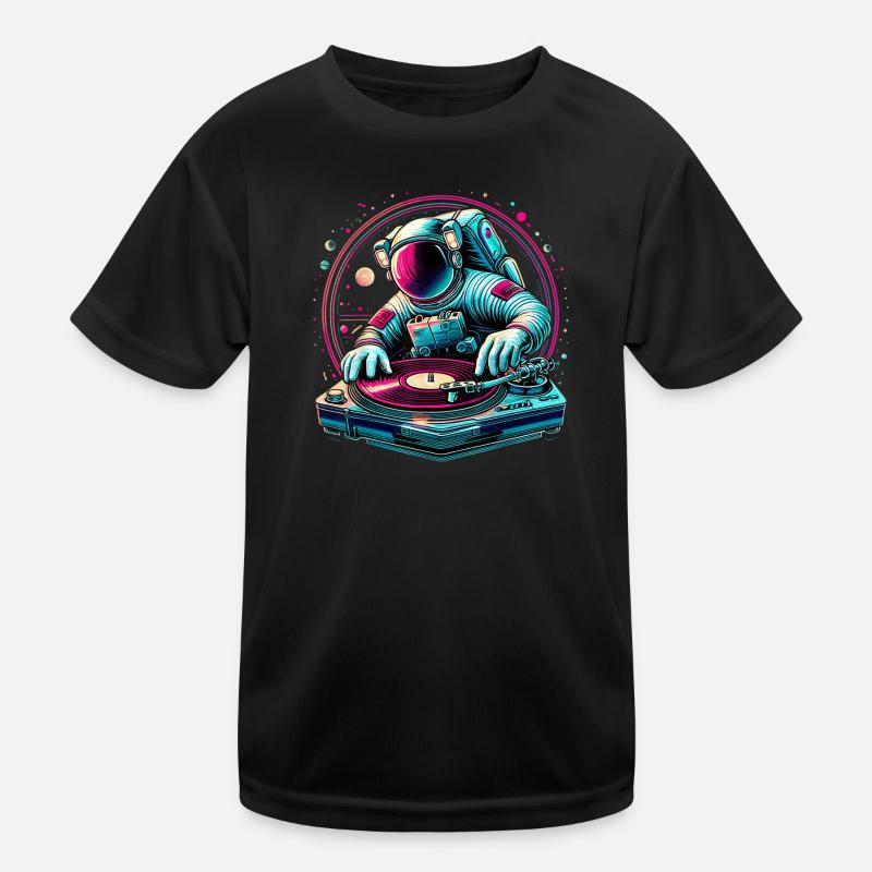 Astronaut DJ Planets DJing in Space Kids Functional T-Shirt