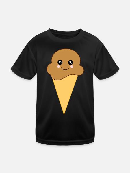 Kawaii Eis Kawaii Schokolade Kawaii Eiscreme - Kinder Funktions-T-Shirt - Schwarz - Vorne
