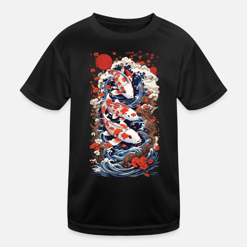 Ukiyo-E Koi Karpfen Kunst Retro Japan Design Stil Kinder Funktions-T-Shirt