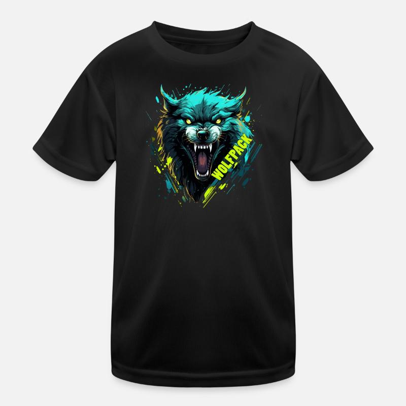 Neon Wolf Mask Kids Functional T-Shirt
