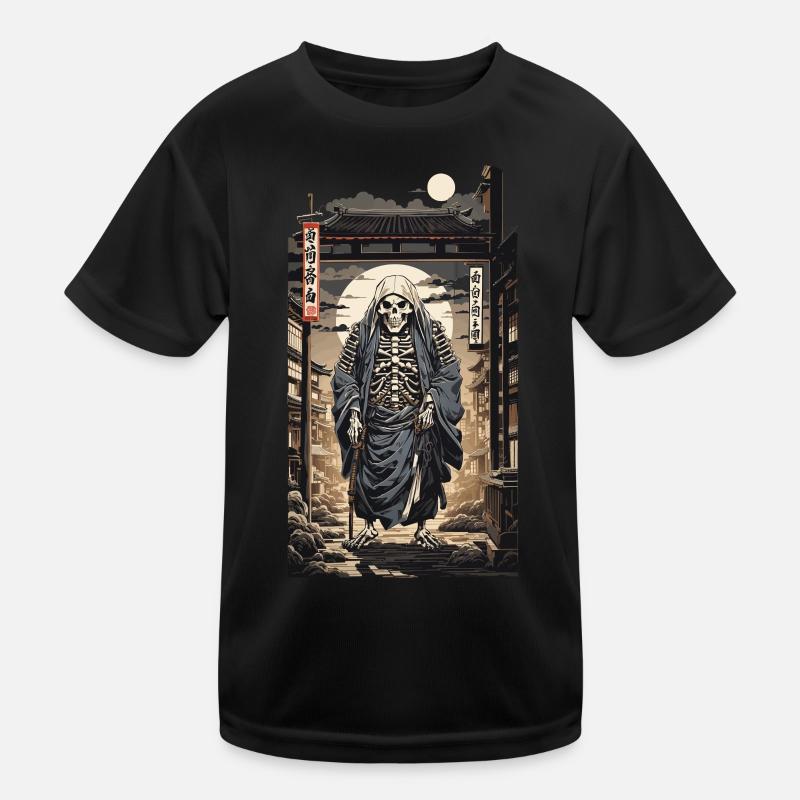 Japon Yokai squelette Edo Ukiyo-E Art T-shirt sport Enfant
