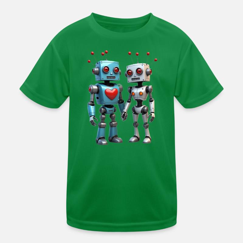 Roboter Pärchen Kinder Funktions-T-Shirt