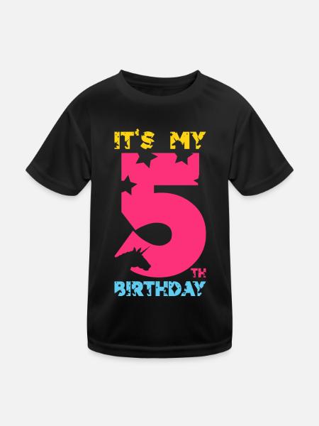 IT'S MY 5TH BIRTHDAY UNICORN 5TH BIRTHDAY - Kids Functional T-Shirt - black - Front