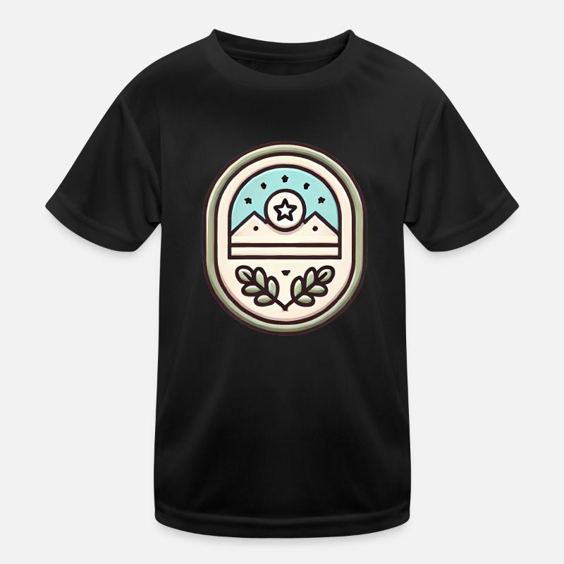 Simple Badge Design Soft Illustration Kids Functional T-Shirt