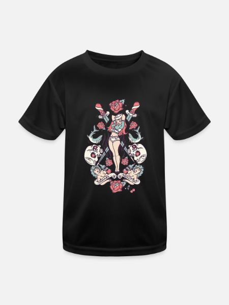 Frauen-Tätowierung - Kinder Funktions-T-Shirt - Schwarz