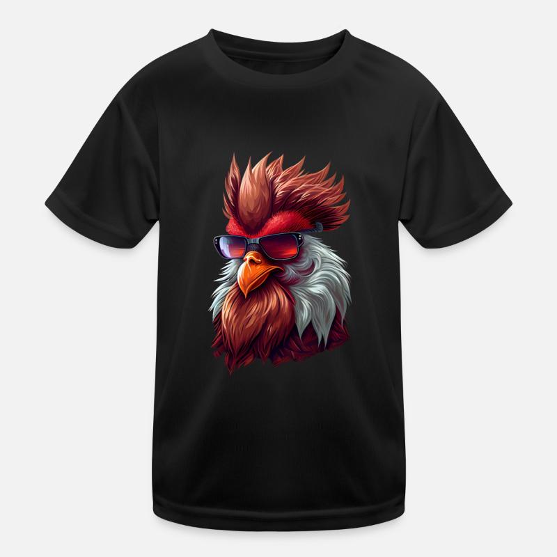 crazy chicken with sunglasses Kids Functional T-Shirt