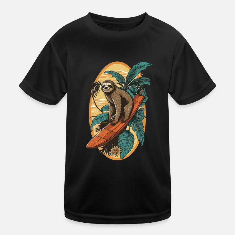Surfendes Faultier Kinder Funktions-T-Shirt