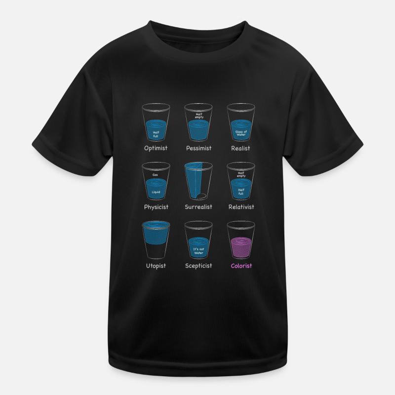 Wasserglas - Kinder Funktions-T-Shirt - Schwarz