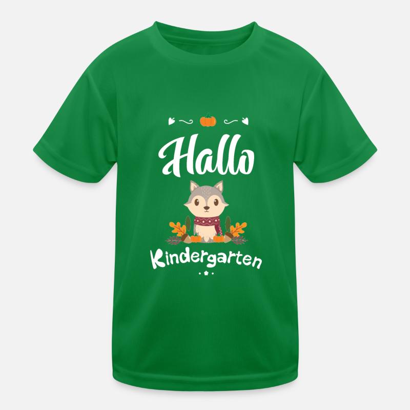 süßes Wolf Design mit Herbstmotiven Kinder Funktions-T-Shirt