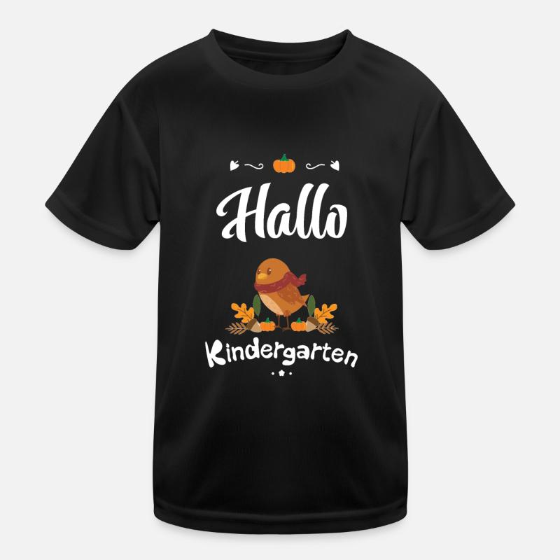 süßes Vogel Design mit Herbstmotiven - Kinder Funktions-T-Shirt - Schwarz