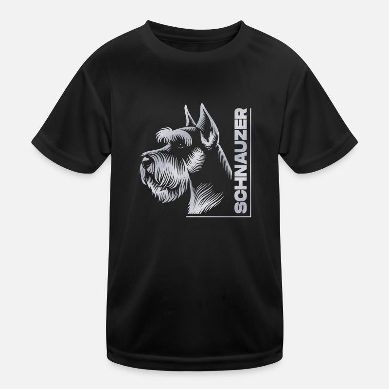 Schnauzer Portrait Zeichnung Kopf silber Kinder Funktions-T-Shirt