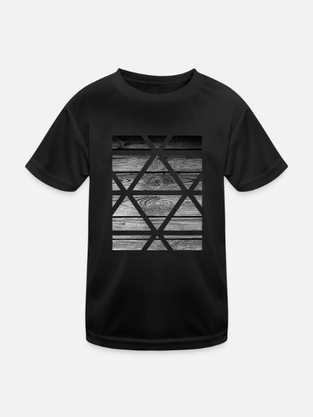 Holz - Kinder Funktions-T-Shirt - Schwarz - Vorne