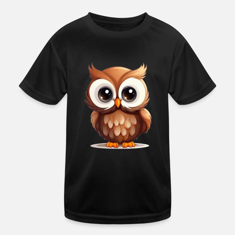 Cute little owl - Kids Functional T-Shirt - black
