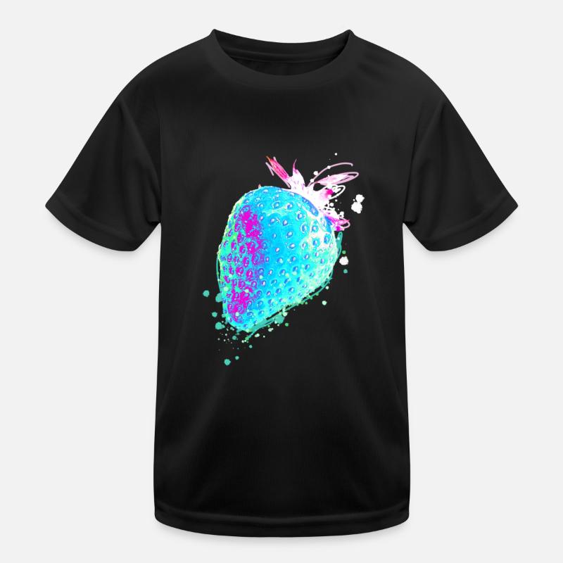 Erdbeere, blau, popart, artwork,blaue erdbeere - Kinder Funktions-T-Shirt - Schwarz