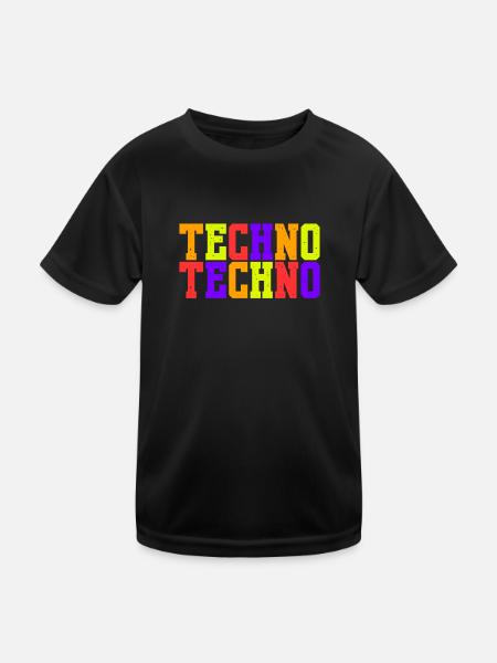 Techno Vibes - Kinder Funktions-T-Shirt - Schwarz - Vorne