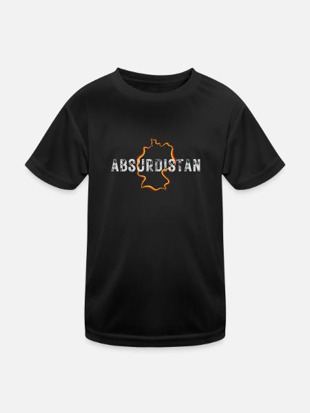 Absurdistan - Kinder Funktions-T-Shirt - Schwarz - Vorne