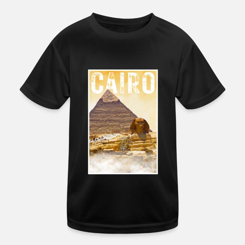 Kairo Vintage Reiseposter mit Pyramide und Sphinx Kinder Funktions-T-Shirt