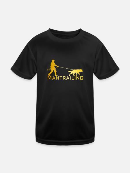 Mantrailing Gold - Kinder Funktions-T-Shirt - Schwarz - Vorne