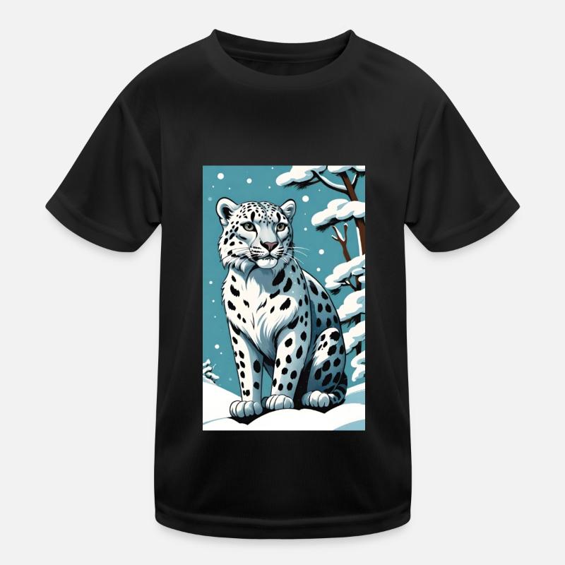 Schneeleopard | Leopard | Raubtier - Kinder Funktions-T-Shirt - Schwarz