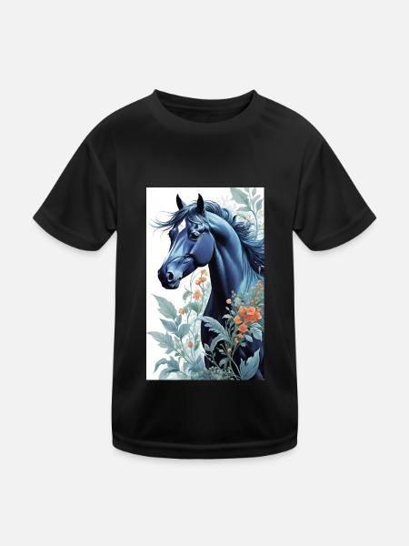 Pferd | reiten | Tier | Reittier | Bunt - Kinder Funktions-T-Shirt - Schwarz