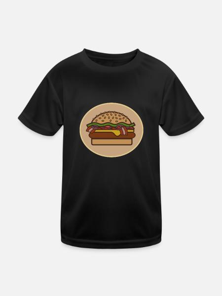 Cheeseburger - Kinder Funktions-T-Shirt - Schwarz - Vorne