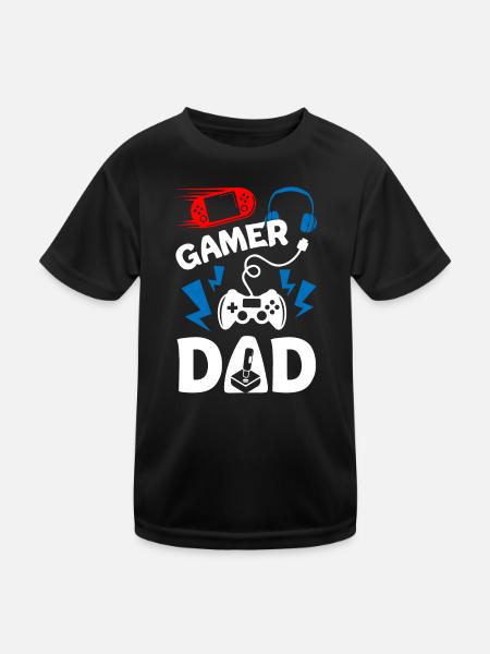 Gamer Dad - Kinder Funktions-T-Shirt - Schwarz - Vorne