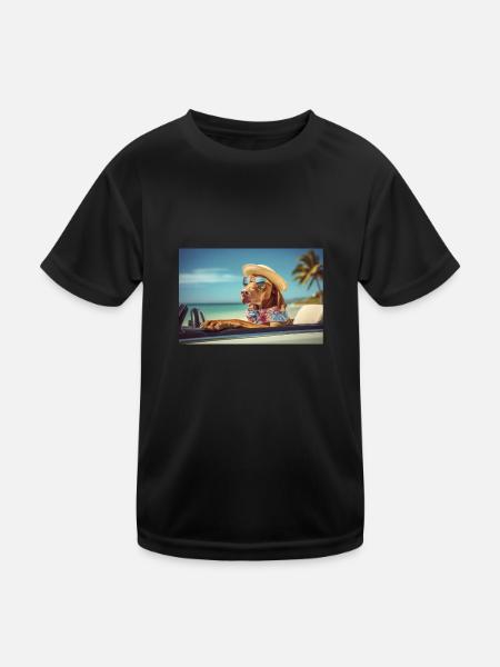 Cooler Magyar Vizsla mit Sonnenbrille - Kinder Funktions-T-Shirt - Schwarz