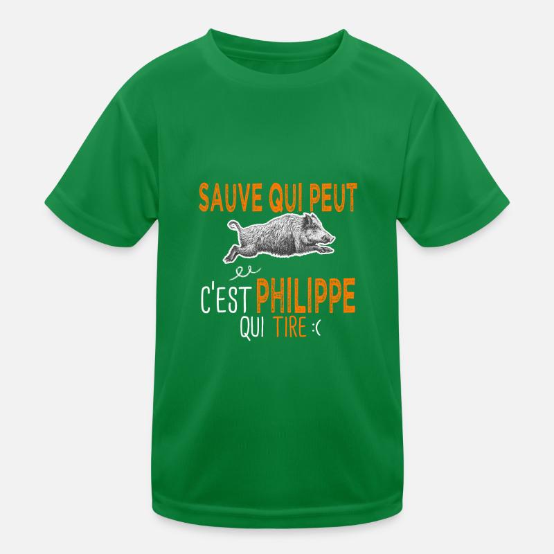 Philippe c est Philippe qui tire Humour Chasseur T-shirt sport Enfant