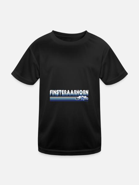 Finsteraarhorn Design – Majestät der Berner Alpen - Kinder Funktions-T-Shirt - Schwarz - Vorne