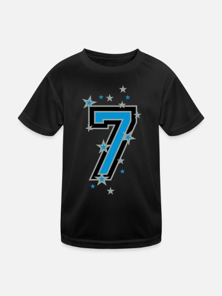 The number seven 7 with stars - Kids Functional T-Shirt - black - Front