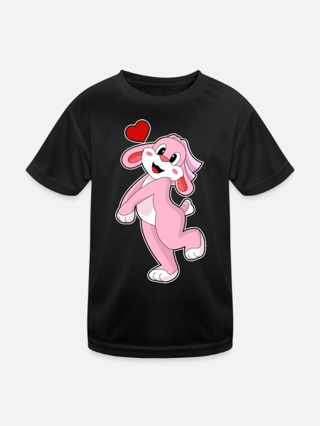 Rabbit Bride Veil Wedding - Kids Functional T-Shirt - black - Front