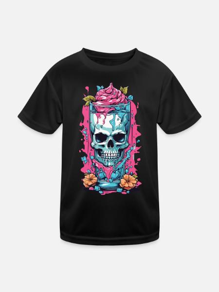 Goth Eisbecher Skull Weirdcore Pastel Gothic - Kinder Funktions-T-Shirt - Schwarz - Vorne