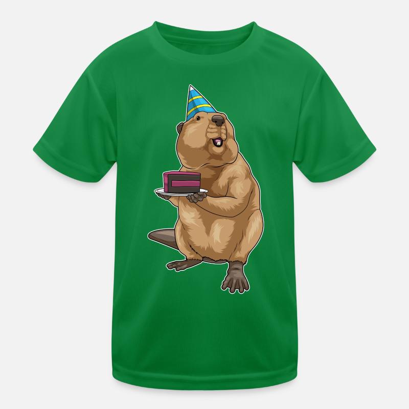 Beaver Birthday Cake Kids Functional T-Shirt