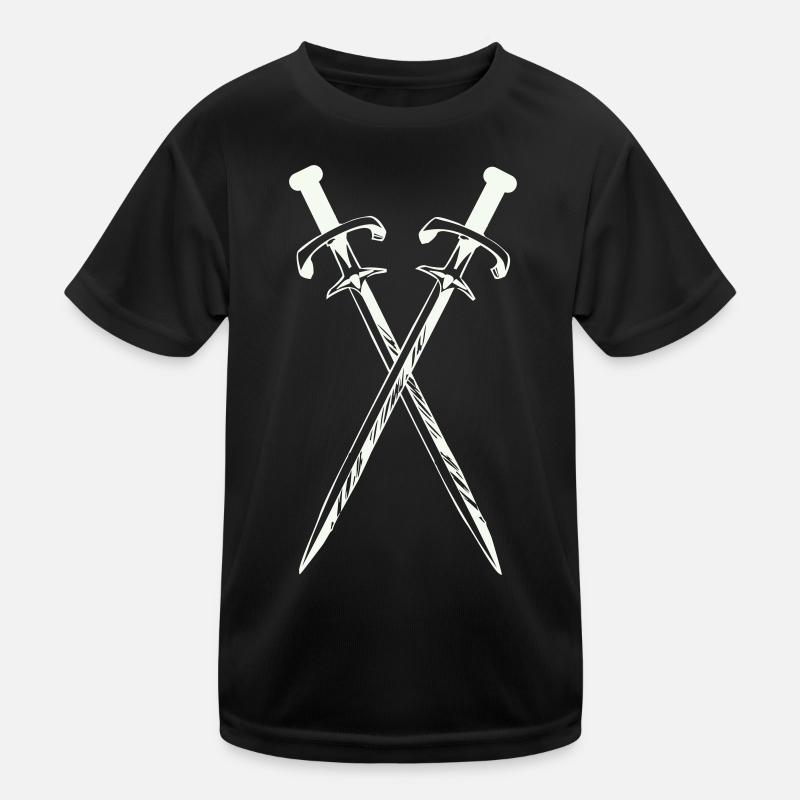 Zwei Schwerter im Cross-Design Kinder Funktions-T-Shirt