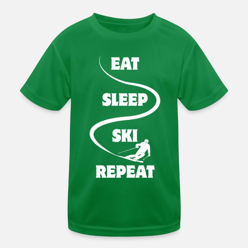 Eat Sleep Ski Repeat - Ski - Ski Kids Functional T-Shirt