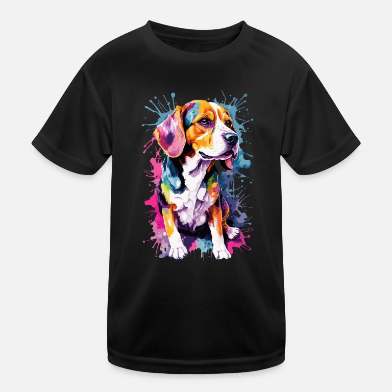 Beagle Hunderasse Hund Aquarelle Neon Farbe Cool Kinder Funktions-T-Shirt