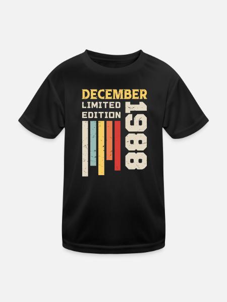 Décembre 1988 - Cadeau anniversaire Décembre 1988 - T-shirt sport Enfant - noir - Devant