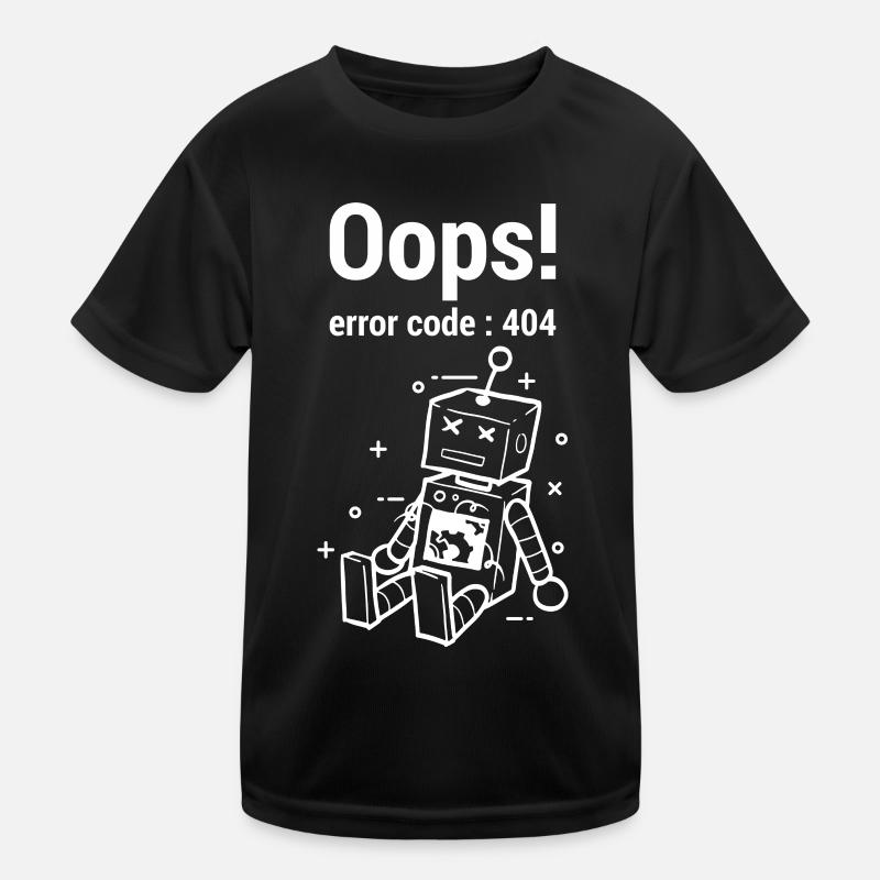 Oops Error 404 Graphic - Kids Functional T-Shirt - black