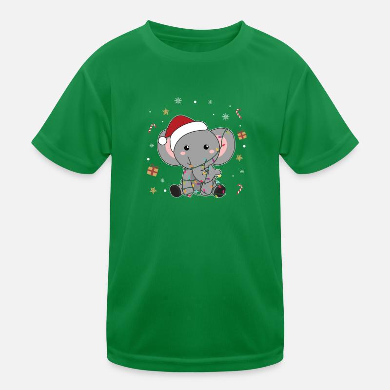Elephant Christmas Snow Winter Animals Elephants Kids Functional T-Shirt